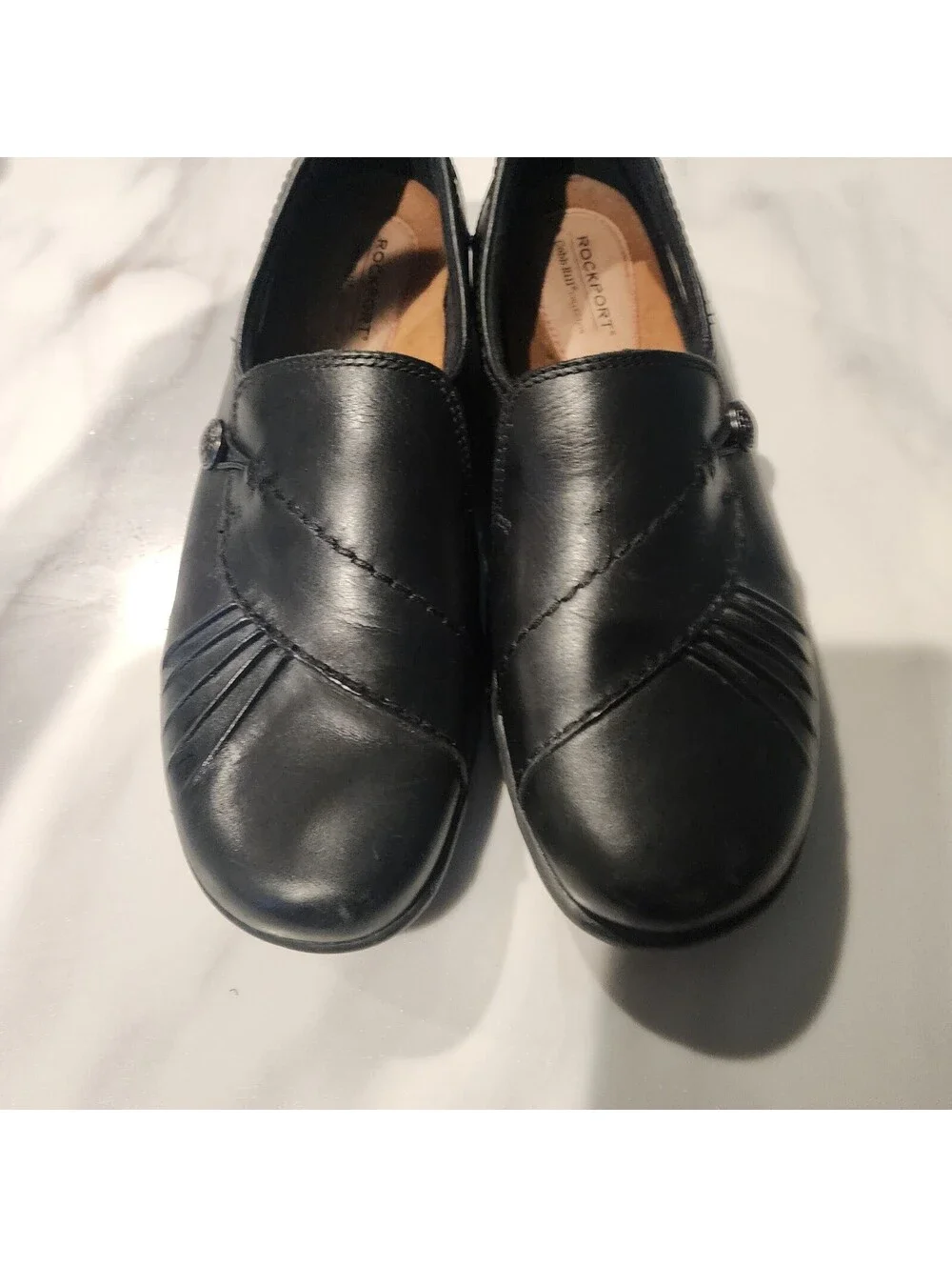 Rockport Women's Black Leather Slip-On Comfort Shoes Loafers Size 9.5 US